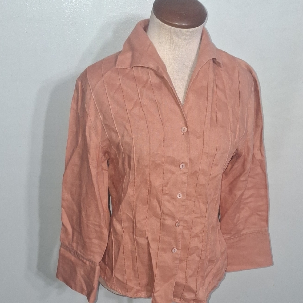 Tracy M/ Terracotta Button-Down Shirt- W Sz Small